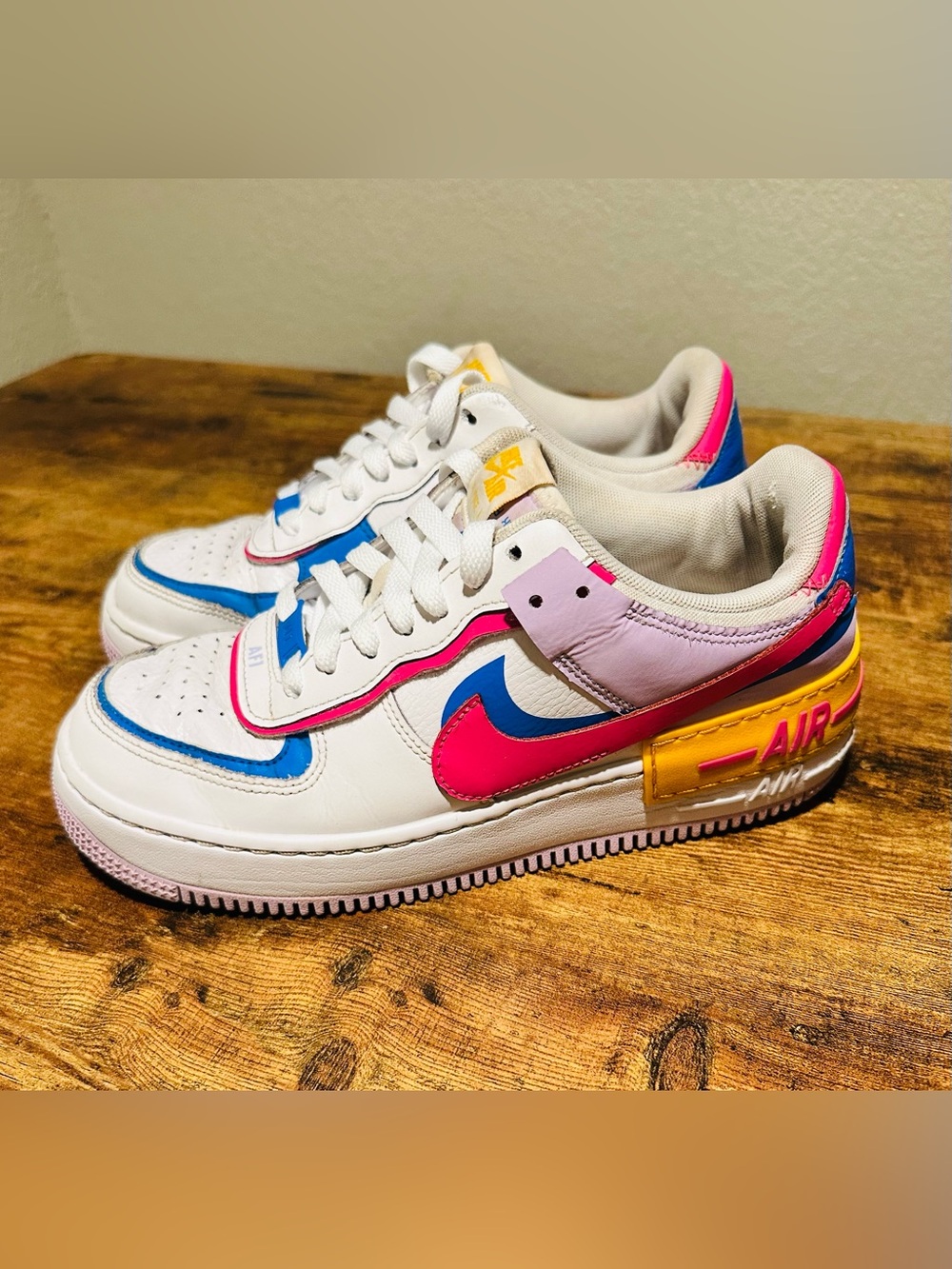 Nike Air Force 1 Shadow Women’s 8, Y2K Colorblock, Hot Pink, Lavender, Blue